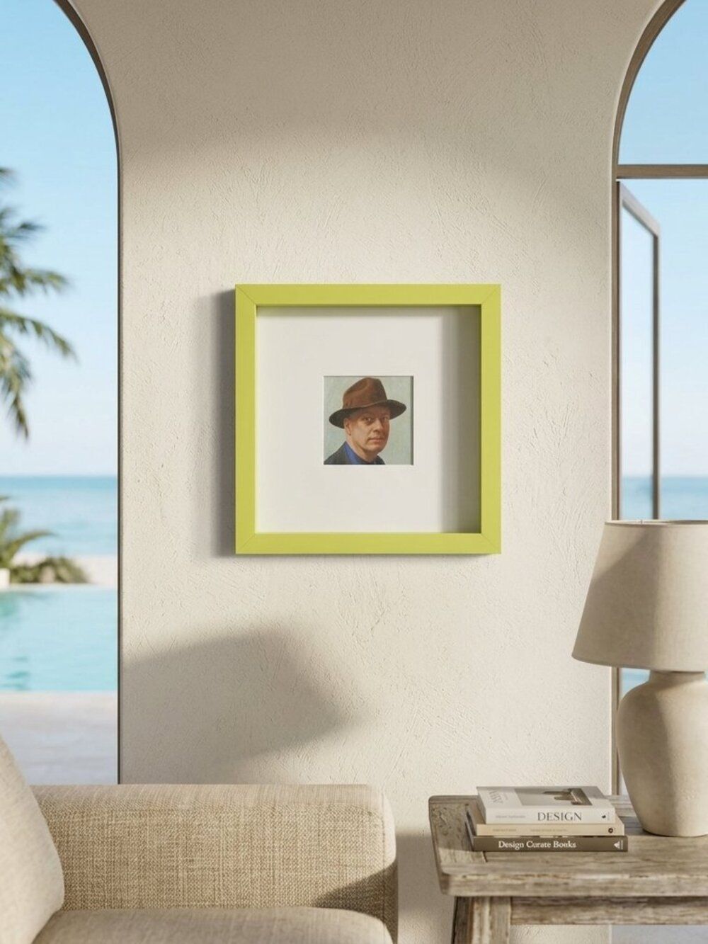 NWOT Michaels Green Square Shadowbox Picture Frame with Male Portrait